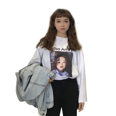 

Fashion Casual T Shirt Women New Harajuku Aesthetics Tshirt Sexy Girl Print long Sleeve Tops & Tees Basic Punk Streetwear Cool