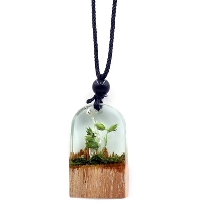 

2019 Fashion Women New Jewelry Wholesale Handmade Wood Resin Necklace Boho Ethnic Dried Flower Pendants Necklaces Sweater Chain
