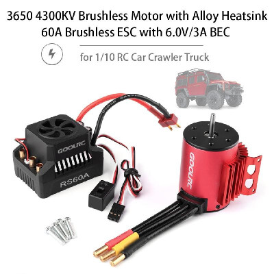 

GoolRC 3650 4300KV Brushless Motor with Alloy Motor Heatsink&60A Brushless Splash-Proof Electronic Speed Controller ESC with 6