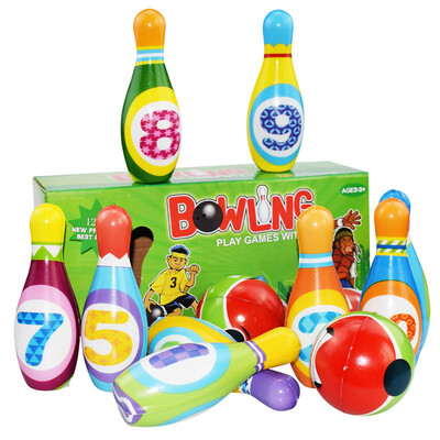 

YIWULABowling Play Set Foam Ball Toy Gifts Educational Early 10 Pins&2 Ball Indoor