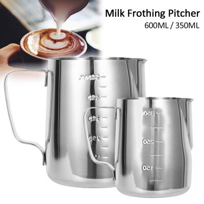 

600350ml Stainless Steel Milk Pitcher Frothing Jug Measuring Cup with Internal Markings