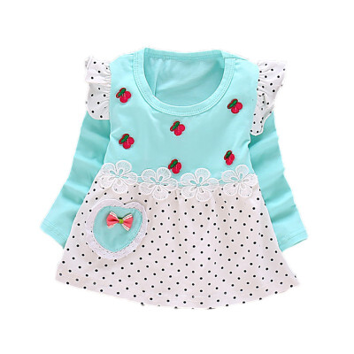 

Baby Girls Dress Autumn Children Clothing Polka Dot Long Sleeve Toddler Floral Sundress Outfits Clothes