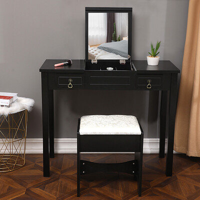 

Gobestart Vanity Set With Flip Top Mirror Makeup Dressing Table Writing Desk With 2 Drawer