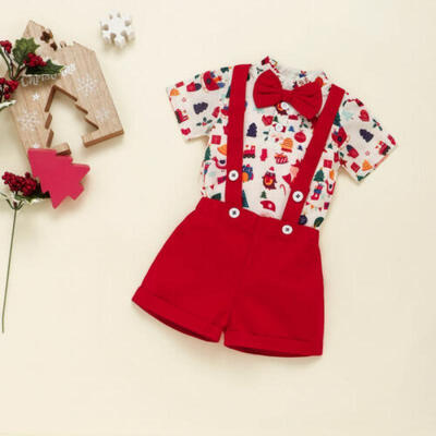 

2pcs Newborn Infant Baby Boys Gentleman T-shirt TopPants Xmas Outfits Clothes