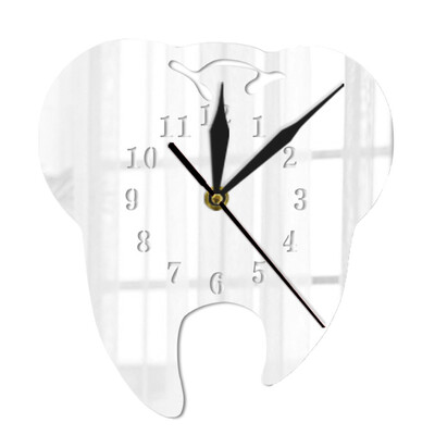 

Gobestart 3D Creative Creative Teeth Acrylic Mirror Wall Clock Home Decoration Wall Clock