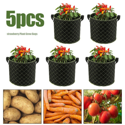 

5PCS 7 Gallon Grid Planting Bag Strawberry Plant Grow Bags Breathable Eco-friendly