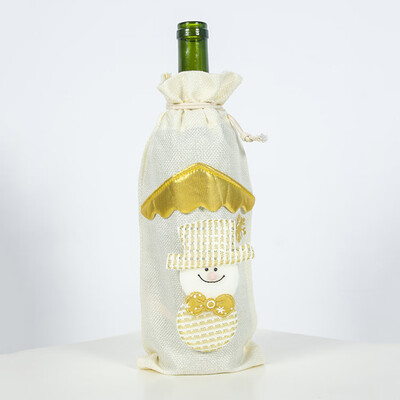 

Red Wine Bottle Cover Bags Snowman Santa Claus Christmas Decoration Sequins Xmas