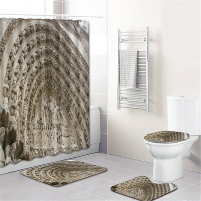 

〖Follure〗Waterproof Bathroom Shower Curtain Set Non-Slip Rug Toilet Lid Cover Bath Mat
