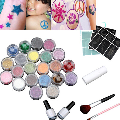 

〖Follure〗24 Colors Powder Temporary Shimmer Glitter Tattoo Kit for Body Art Design