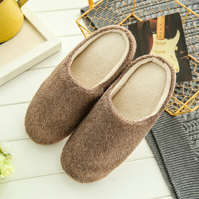 

New Pure Color Soft Plain Slippers Wood Floor Non-slip Silent Mute Cotton Slippers Unisex Type