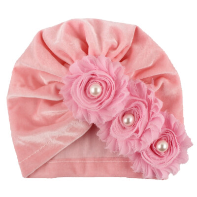 

New Autumn Soft Cute Newborn Baby Pearl Design Girls Caps Infant Casual Hat Headwear Cute Turban Elastic Cap