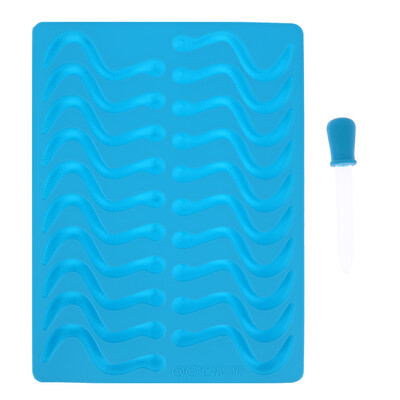 

Worm Shaped Silicone Mold Gummies Chocolate Candy Mould With Dropper Trend