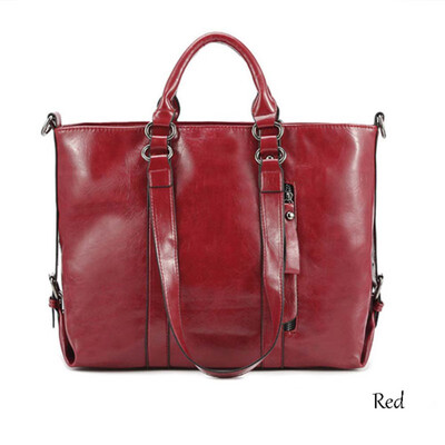 

Women Handbag Fashion Shoulder Bag Casual Shopping Bright Smooth PU Leather Women BagBlack