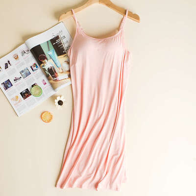 

Sexy Spaghetti strap Nightgown O neck camisole comfortable Home clothes casual nightdress with Chest Pad Sleepdress