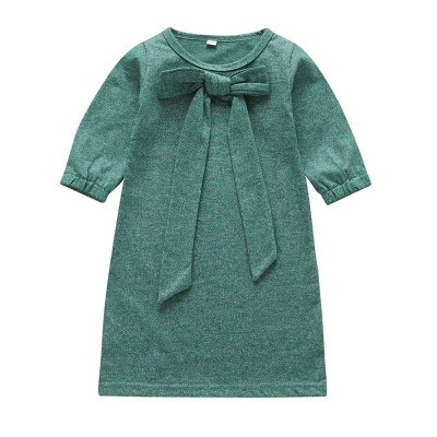 

Spring Autumn New Infant Baby Kids Girls Cotton Long Sleeve Dress Casual Fashion Solid Color Bowknot Comfortable Princess Dress