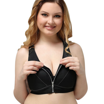 

Sports bra zipper front buckle without steel ring shockproof running fitness vest cotton polyester underwear