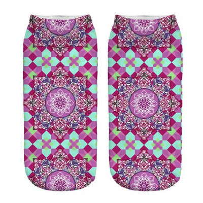 

New Arrival Short Mandala Socks Women 3D Print High Quality Polyester Beauty Flower Low Cut Ankle Socks