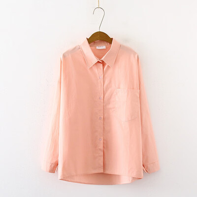 

White Blouse Women Pocket Blouse Casual Long-sleeved Shirt Turn-down Collar Casual Blouses Tops