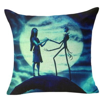 

The Nightmare Before Christmas Cushion Cover Cotton Linen Throw Pillow Cover Decorative Horror movie housse de coussin