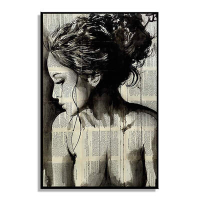 

Abstract Newspaper Girl Women Side Face Oil Painting Poster for Bedroom Living Room Canvas Artwork Picture