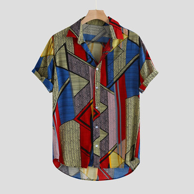 

Toponeto Mens Ethnic Style Summer Short Sleeve Loose Buttons Casual Shirt Blouse Tops