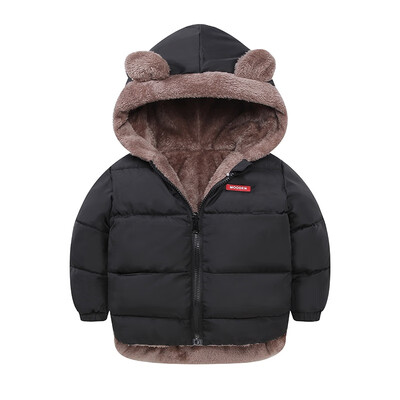 

1-6T Kids Baby Girlbaby Boy Hooded Down Jackets Casual Solid Color Windproof And Warm Thickening Childrens Down Coat