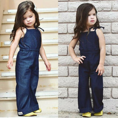 

AU Kids Baby Girls Denim Overalls Strap Romper Jumpsuit Bib Pants Trouser Outfit
