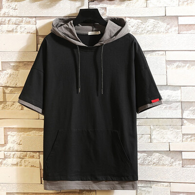 

Toponeto Mens Summer New Style Two Short-Sleeved Blouse With Caps Fashion Comfort Top