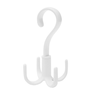 

360 Degrees Rotated 4 Hooks Plastic Handbag Clothes Ties Bag Holder Shelf Hanger Door Hooks
