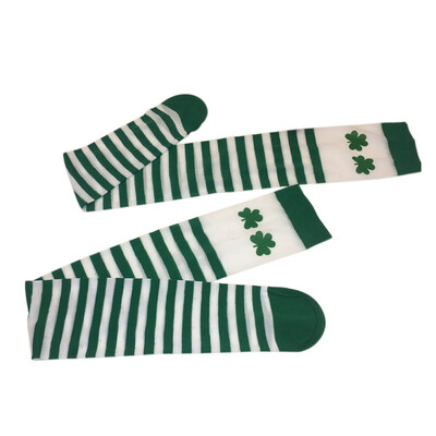 

Irish Festival Solid Color St Patricks Pantyhose Prom Character diy plays white green striped socks shower party decor