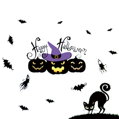 

Halloween Static Window Sticker Cartoon Design No-Glue Self-adhesive Decals Car Window Clings Holiday Party Decorations