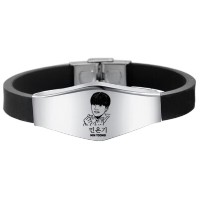 

Kpop BTS EXO GOT7 Black Pink Seventeen Twice Stainless Steel Sports Bracelet Combination Logo Adjustable Bracelet