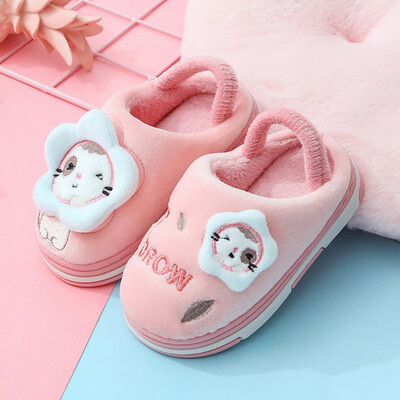 

New Winter Cartoon Pattern Kids Slippers for Boys Girls Indoor Shoes Baby Girl Fur Slides Everyday Flip Flop Warm House Children