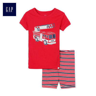 

GAP flagship store male&young fire truck pattern soft short-sleeved underwear set home service 295804 positive red 18-24M