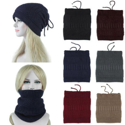 

Ladies Mens Unisex Warm Winter Knit Slouch Beanie Brushed Hat Neckerchief Multi