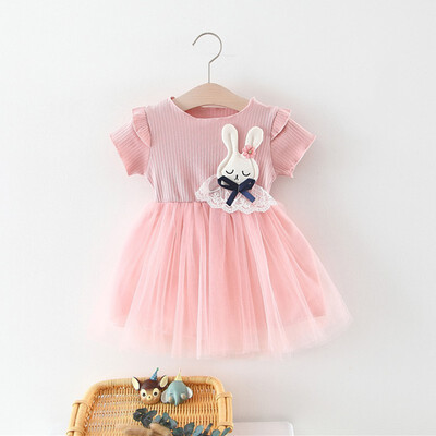 

Summer Baby Children Dresses Kids Girl Cartoon Rabbit Short Sleeve Infant Kid Princess Dress
