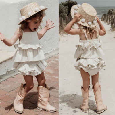 

UK Toddler Kids Baby Girl Summer Clothes Headband Ruffle Tops Shorts 3Pcs Outfit