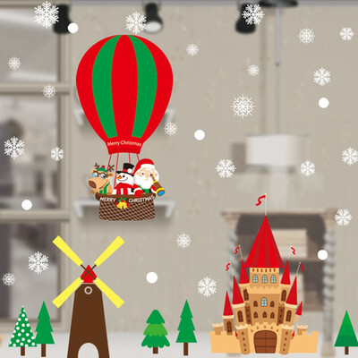 

Christmas New Year Stickers For Window Showcase Removable Santa Clause Snowman Home Decor Decal Adhesive Pvc Cartoon Stickers