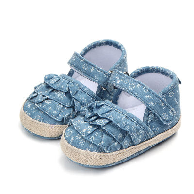 

Blue Summer Denim Princess Shoes For Girls Soft Soled Baby Girls Shoes First Walkers New