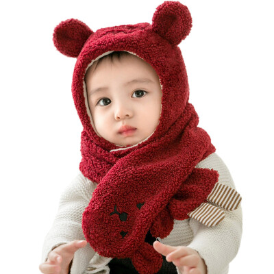 

New Baby Winter Warmer Scarf Cartoon Ear Design Hat Infant Cotton Collar Scarves Neckerchiefs Headwear Set