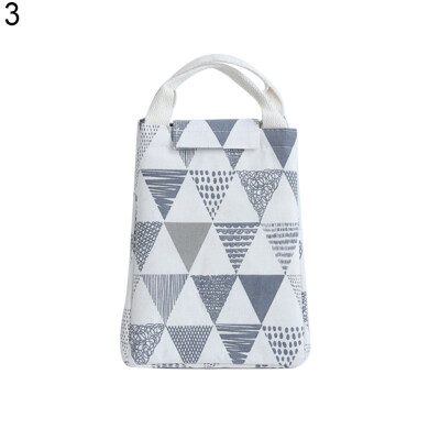 

Portable Geometric Linen Lunch Bag Picnic Thermal Insulated Storage Pouch Gift