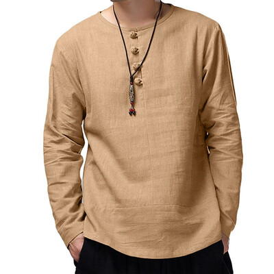 

Toponeto Mens Fashion New Autumn Winter Solid Color Casual Long-Sleeved Blouse Top