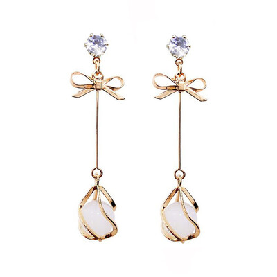 

Fashion Elegant Earring Simple Women Opal Bow Earrings Alloy Earrings Necklaces Sets Accessories Gifts