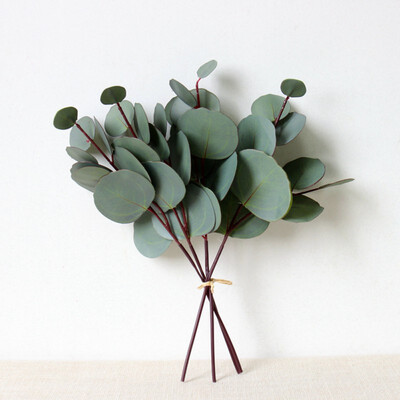 

High Quality Simulation Artificial Plant Round Eucalyptus Leaves Home Decoration Fake Flower Wedding Bouquet Artificial