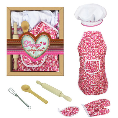 

YIWULA7pcs Kids Cooking And Baking Set Kitchen Costume Pretend Role Play Kit Apron Hat