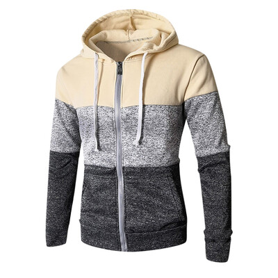 

Toponeto Mens Patchwork Winter Casual Long Sleeve Slim Pocket Fit Hoodies Blouse Top