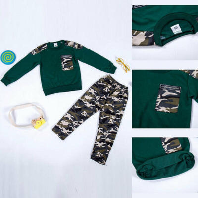 

UK STOCK Newborn Baby Boy Kid Camouflage Long-sleeved Top Pants Outfit Clothes