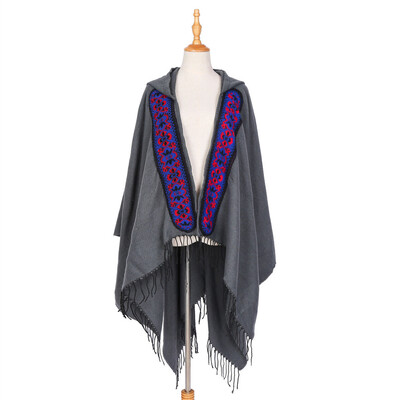 

Tailored Womens Cape Wrap Sweater Cape Coat Open Front Blanket Shawls&Wraps With Hat