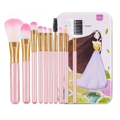 

10pcs Portable Eyes Makeup Brush Set Pro Rose Gold Eye Shadow Blending Make Up Brushes Soft Synthetic Hair With Iron Box