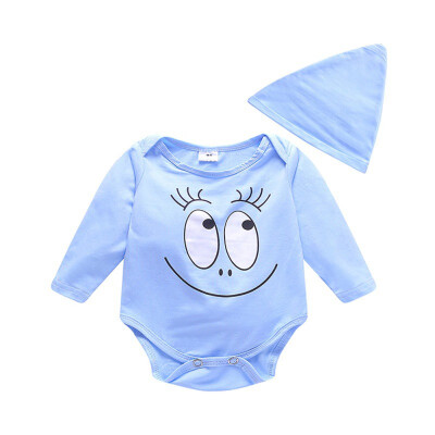 

Fashion Baby Girl Clothes Baby RompersHat Spring Newborn Infant Color Long Sleeve Jumpsuit Play Suit For Baby boys 2pcs